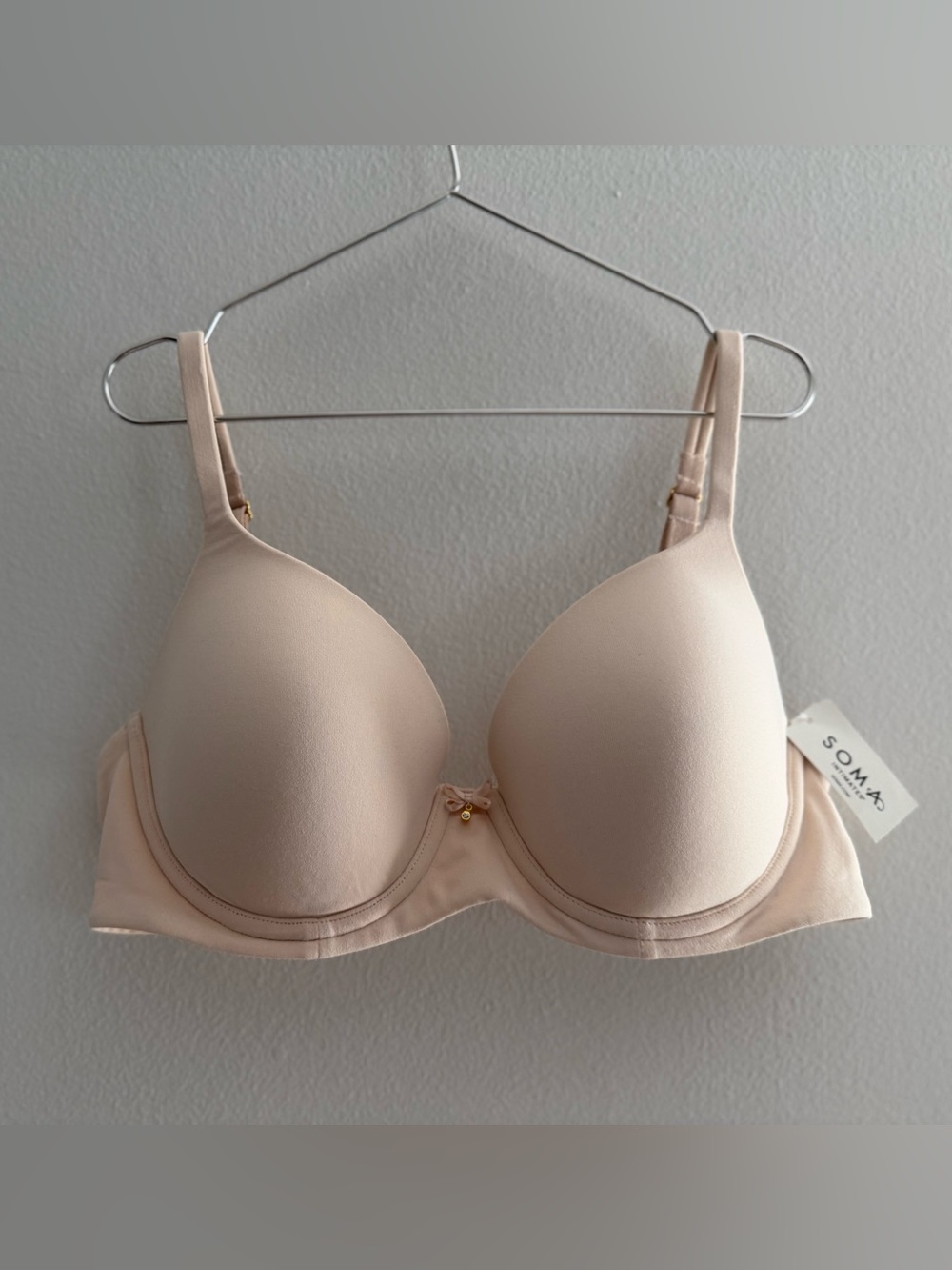 Soma Embraceable Perfect Coverage Bra 34C Bow Lt Beige Sand Underwire